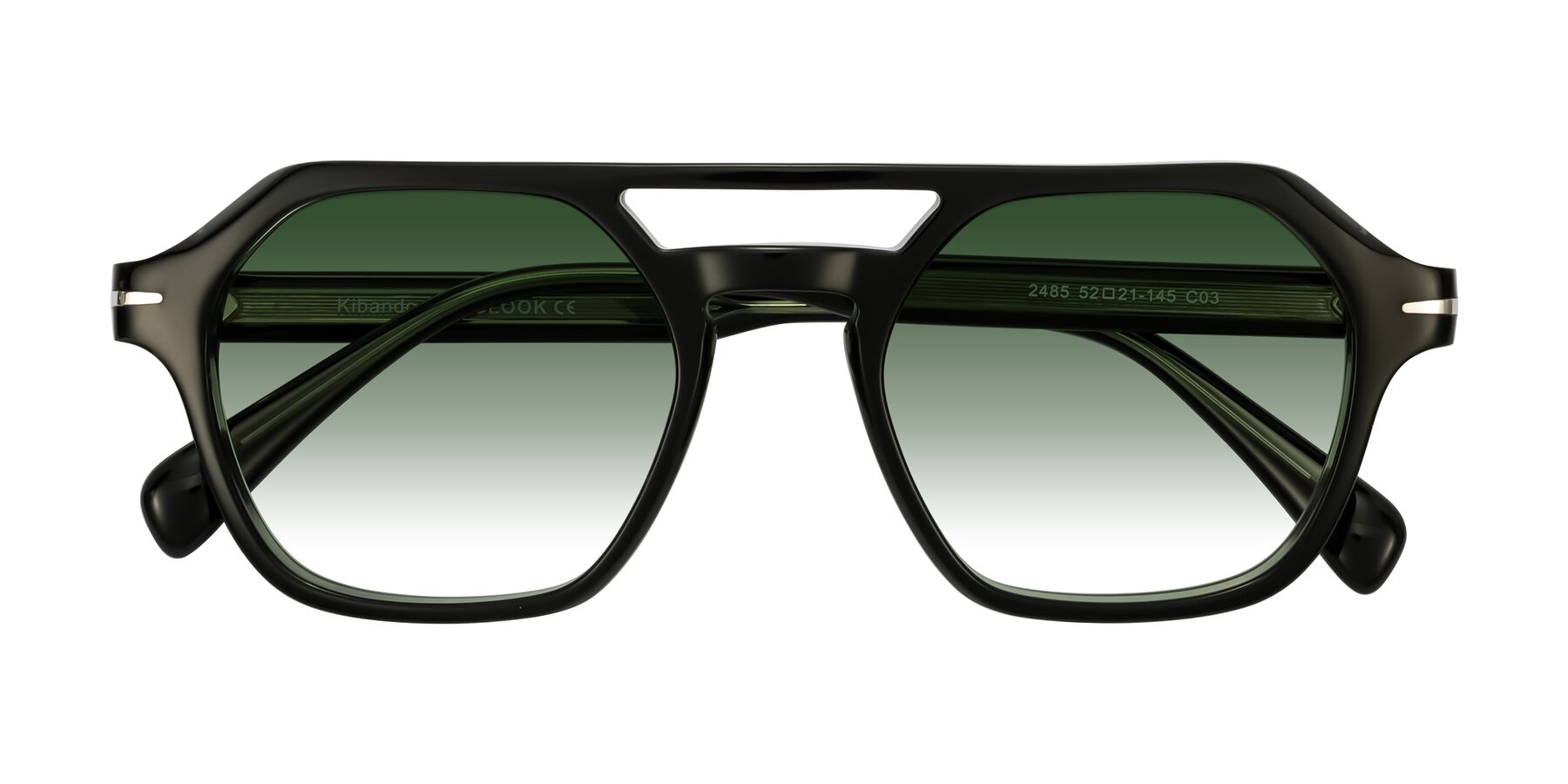Folded Front of Kibandou in Black/Green with Green Gradient Lenses