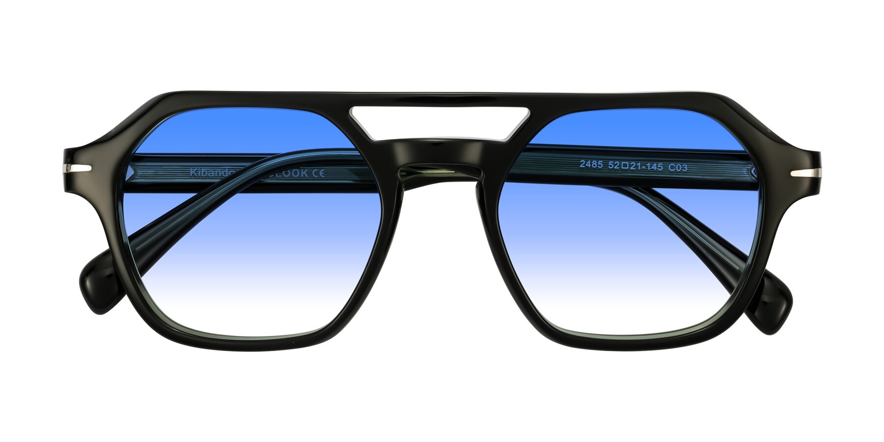 Folded Front of Kibandou in Black/Green with Blue Gradient Lenses