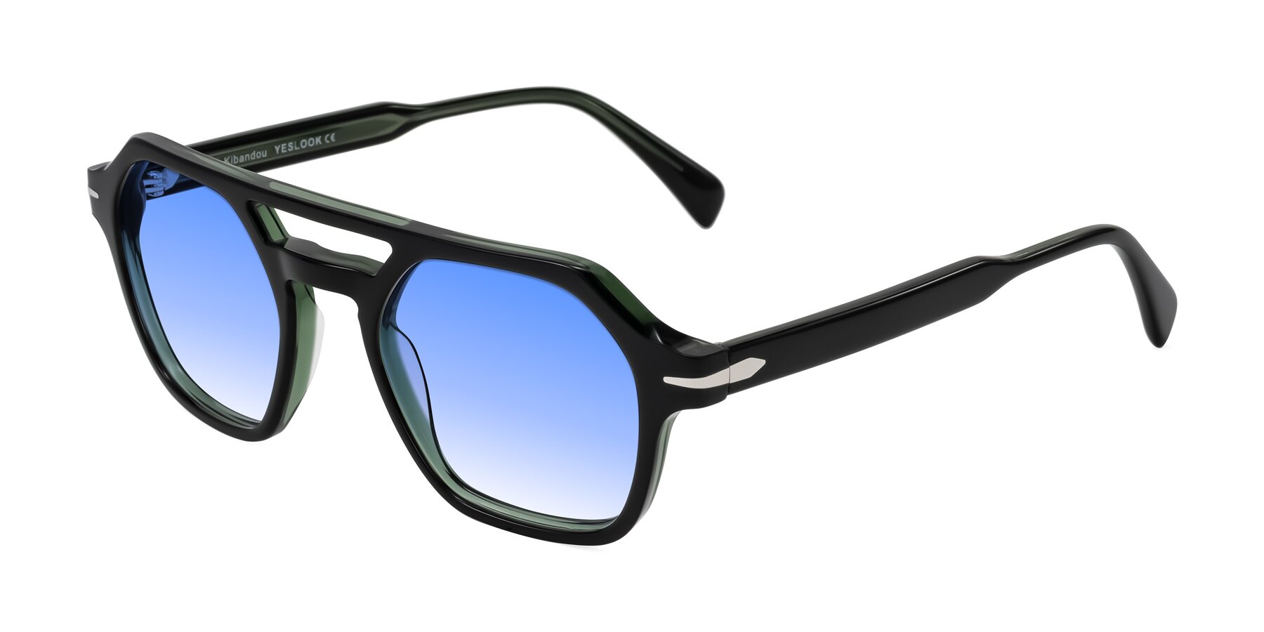 Angle of Kibandou in Black/Green with Blue Gradient Lenses