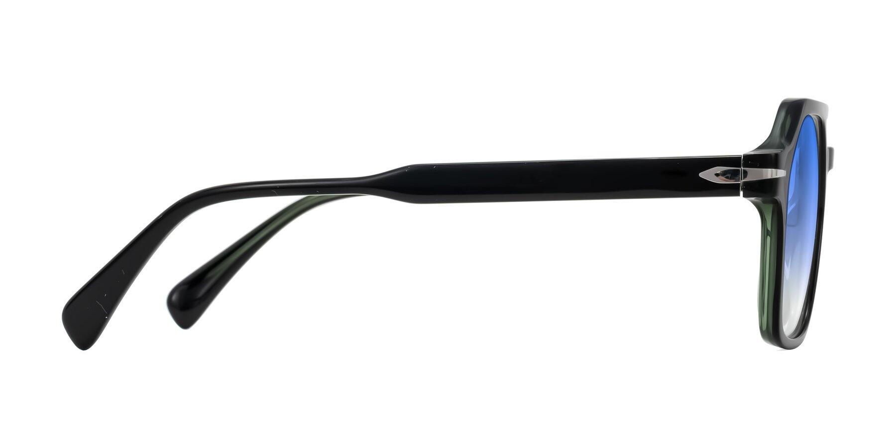 Side of Kibandou in Black/Green with Blue Gradient Lenses