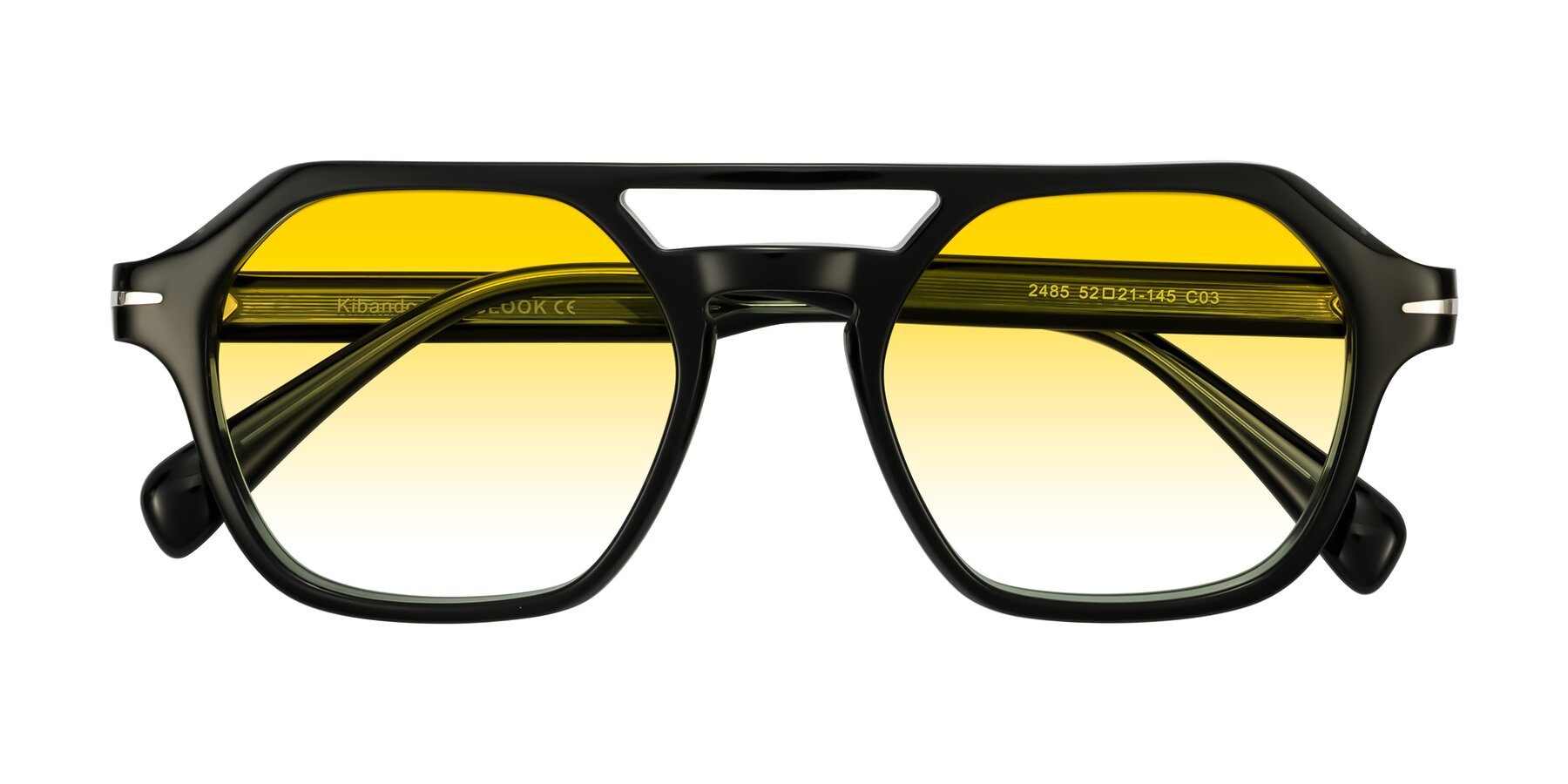 Folded Front of Kibandou in Black/Green with Yellow Gradient Lenses