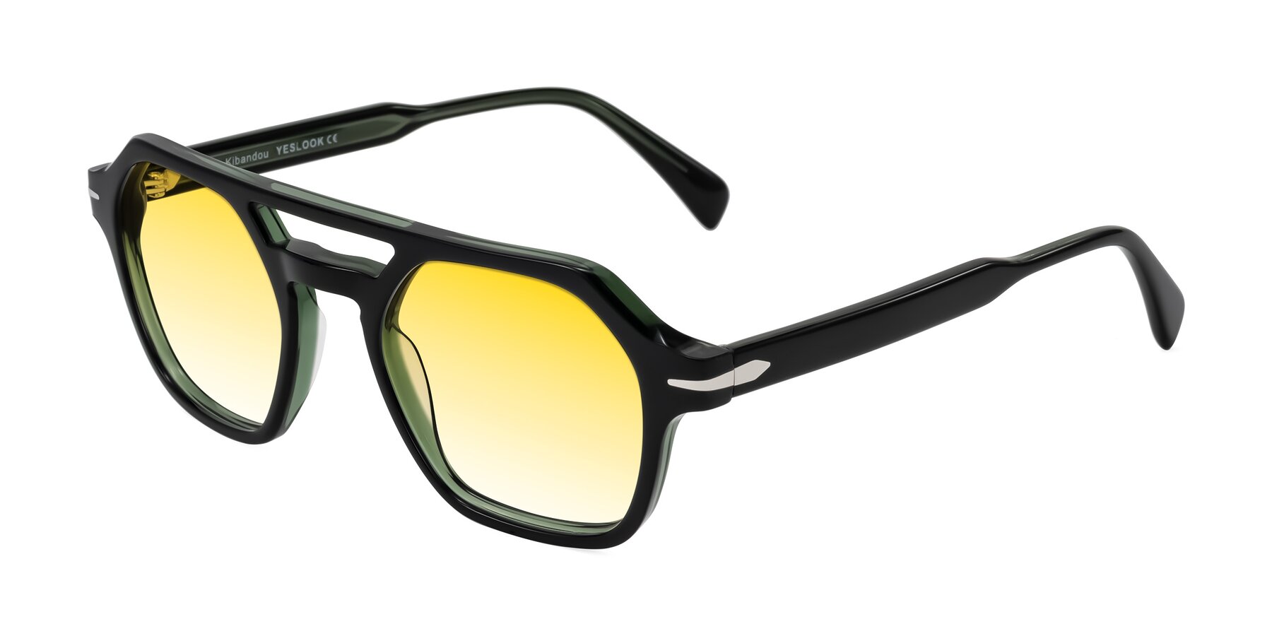 Angle of Kibandou in Black/Green with Yellow Gradient Lenses