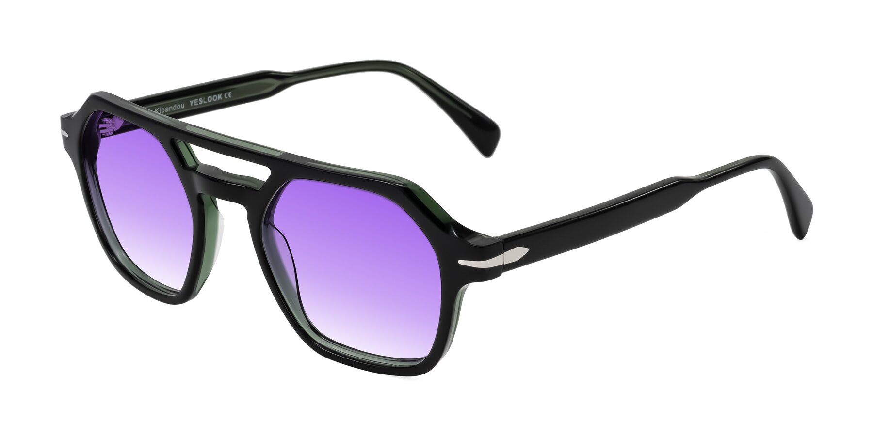 Angle of Kibandou in Black/Green with Purple Gradient Lenses
