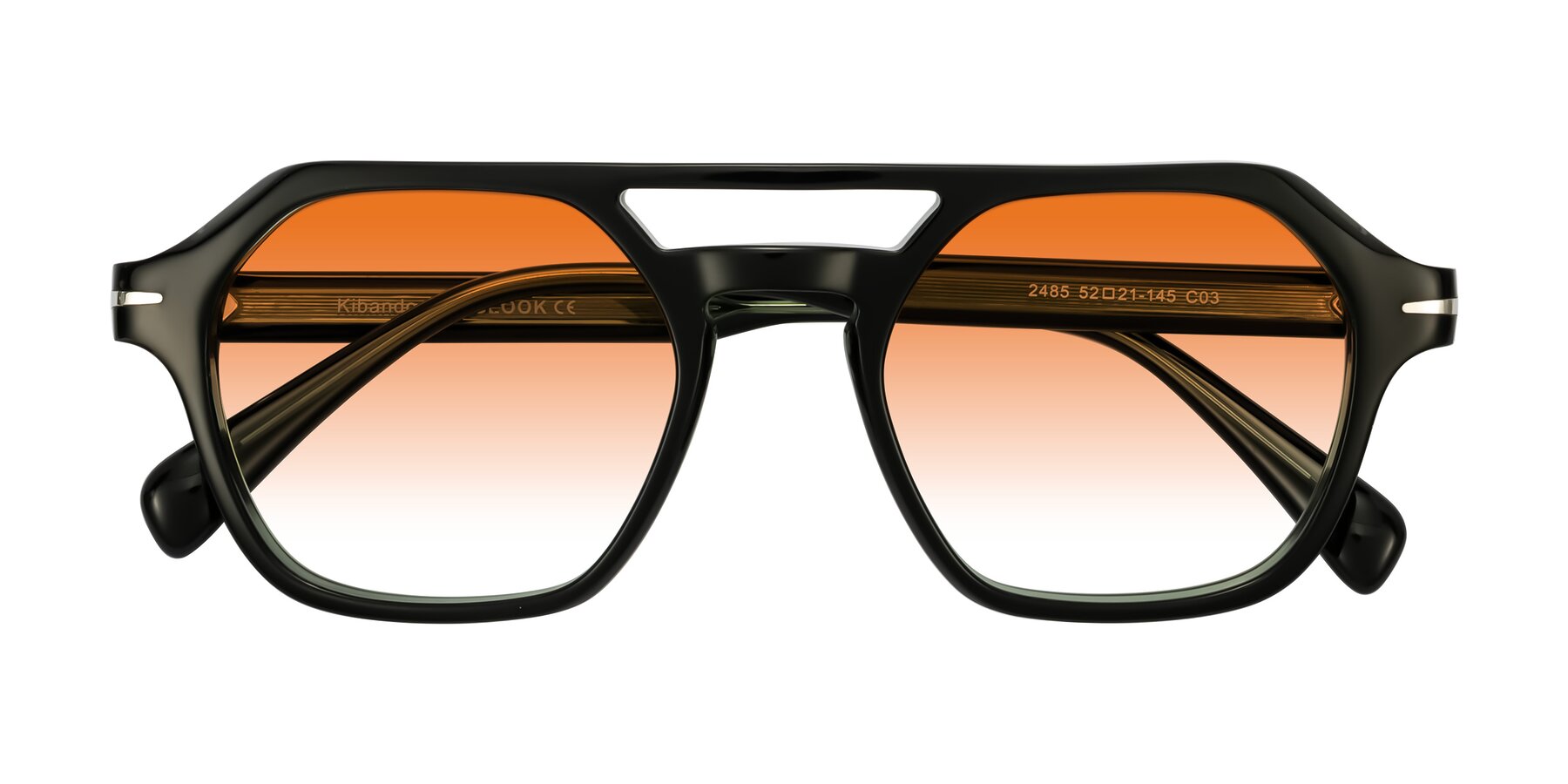 Folded Front of Kibandou in Black/Green with Orange Gradient Lenses