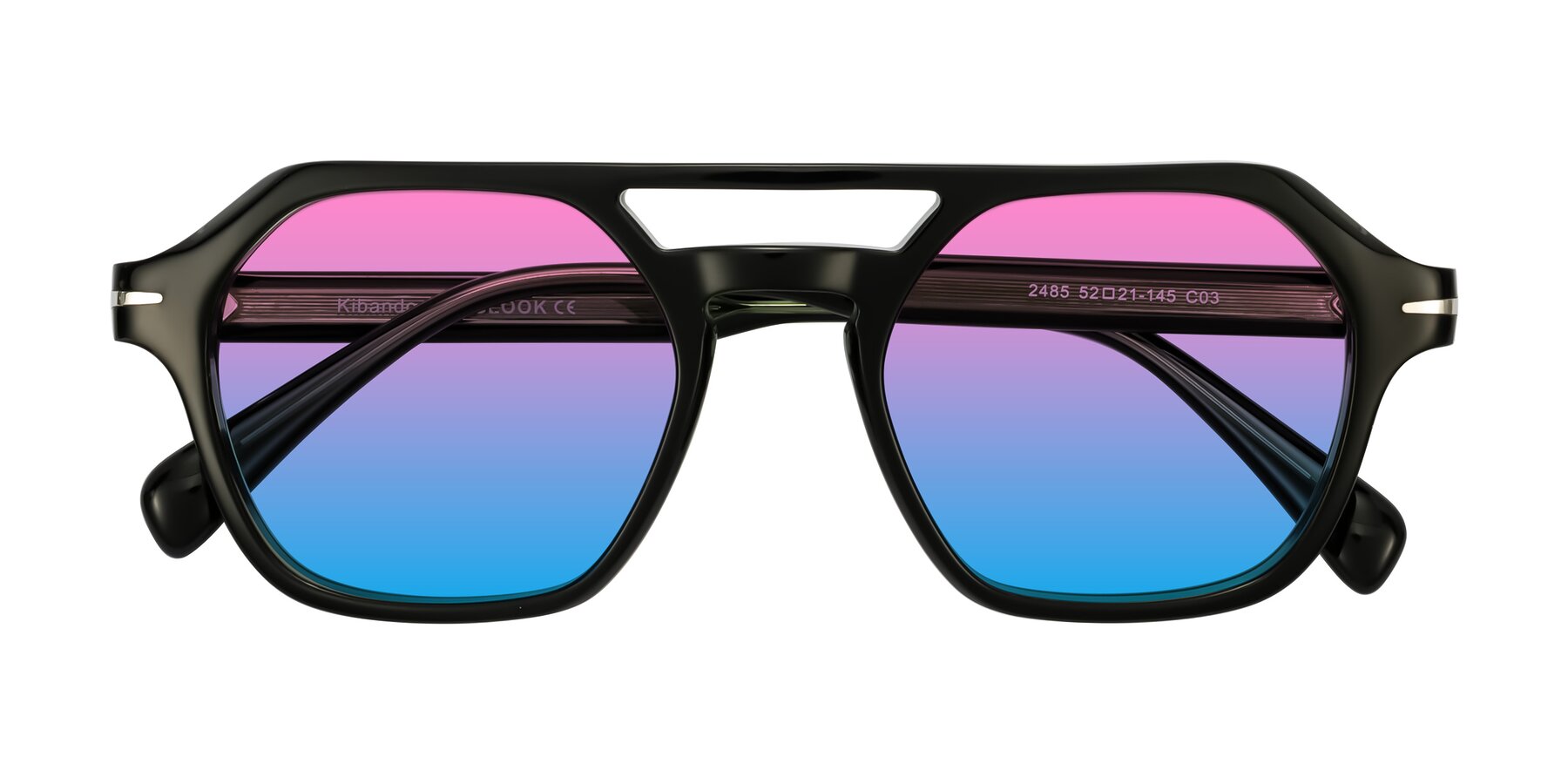 Folded Front of Kibandou in Black/Green with Pink / Blue Gradient Lenses