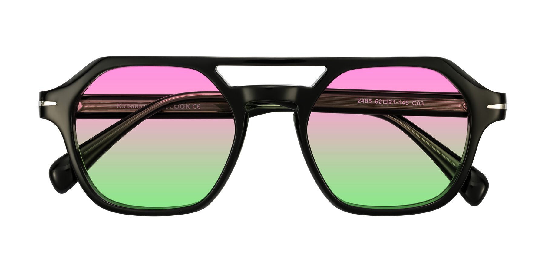 Folded Front of Kibandou in Black/Green with Pink / Green Gradient Lenses