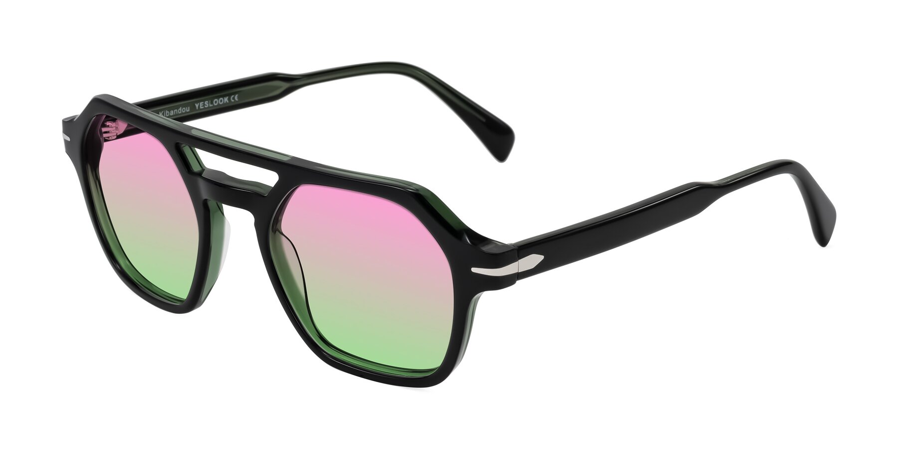 Angle of Kibandou in Black/Green with Pink / Green Gradient Lenses