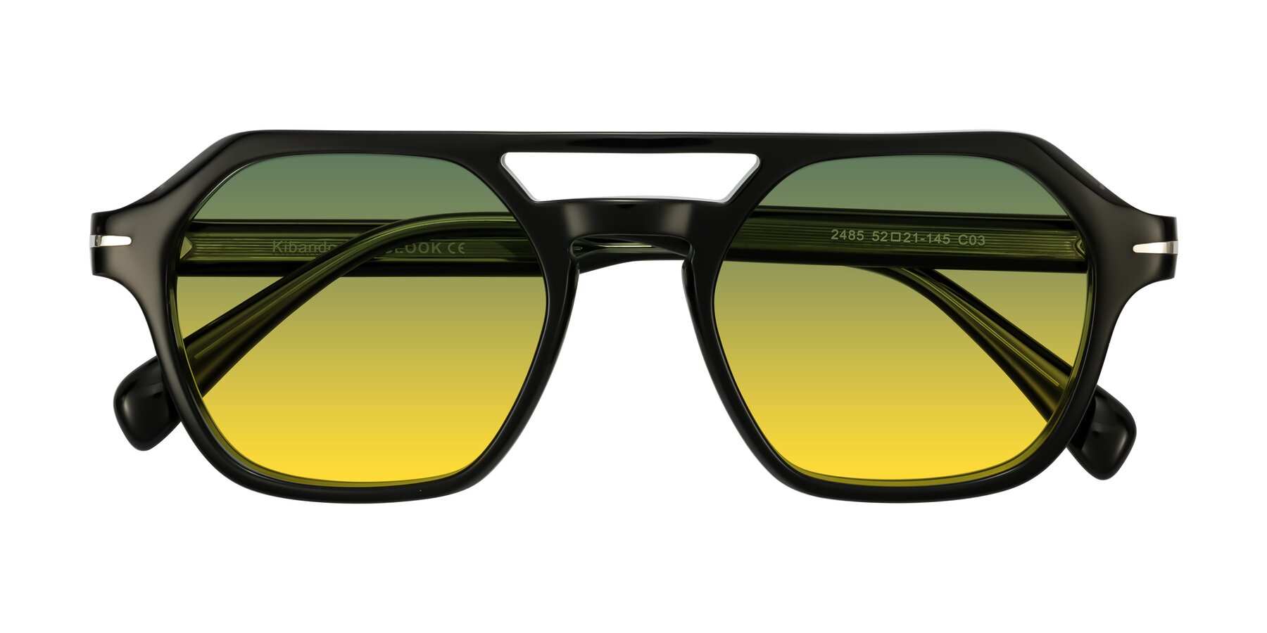 Folded Front of Kibandou in Black/Green with Green / Yellow Gradient Lenses