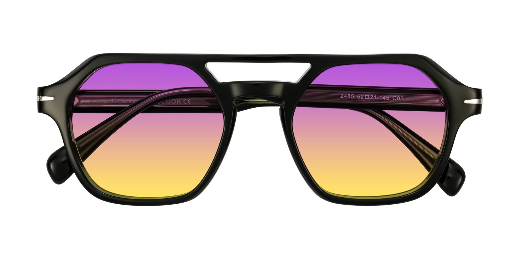 Folded Front of Kibandou in Black/Green with Purple / Yellow Gradient Lenses