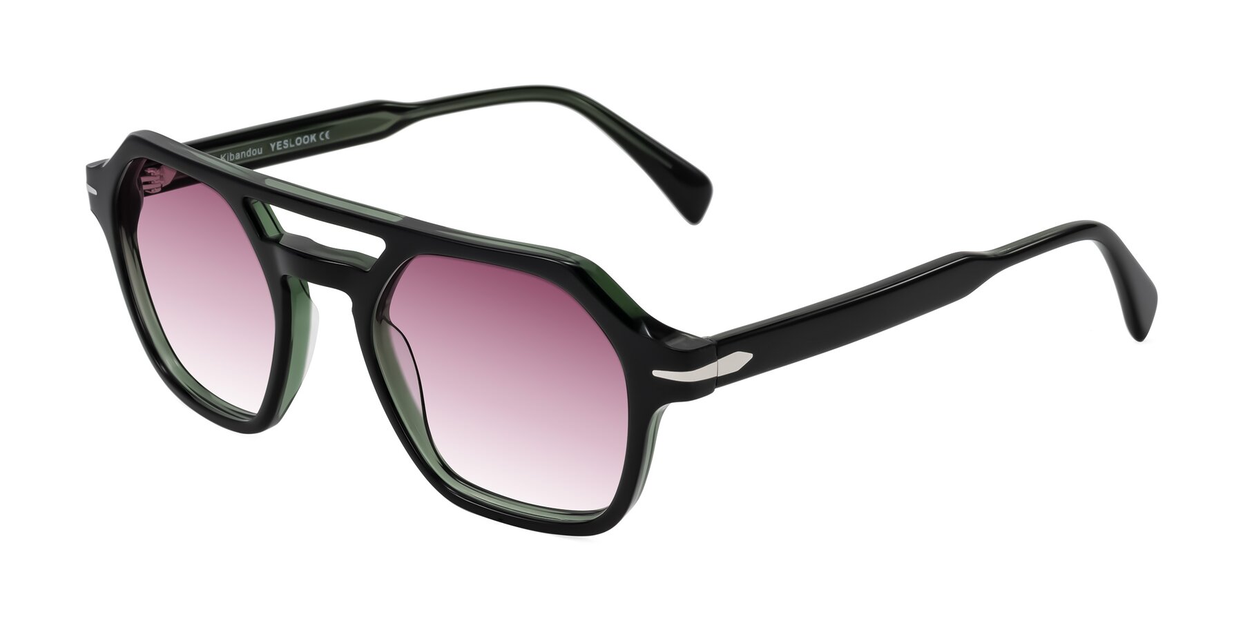 Angle of Kibandou in Black/Green with Wine Gradient Lenses