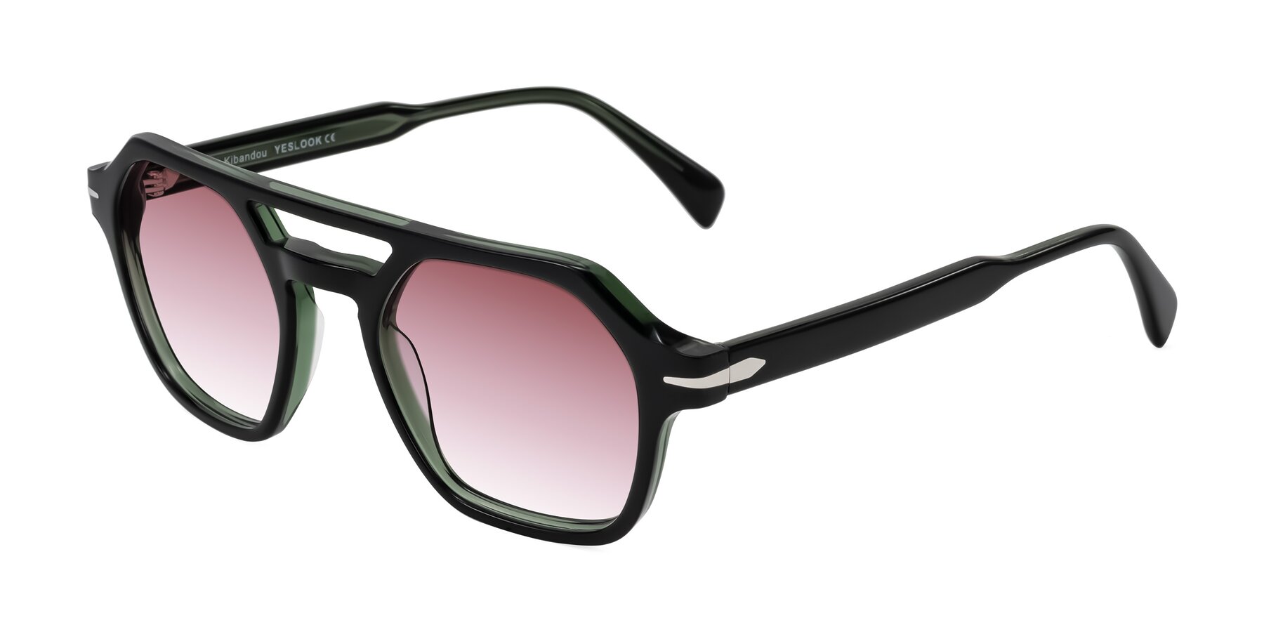 Angle of Kibandou in Black/Green with Garnet Gradient Lenses