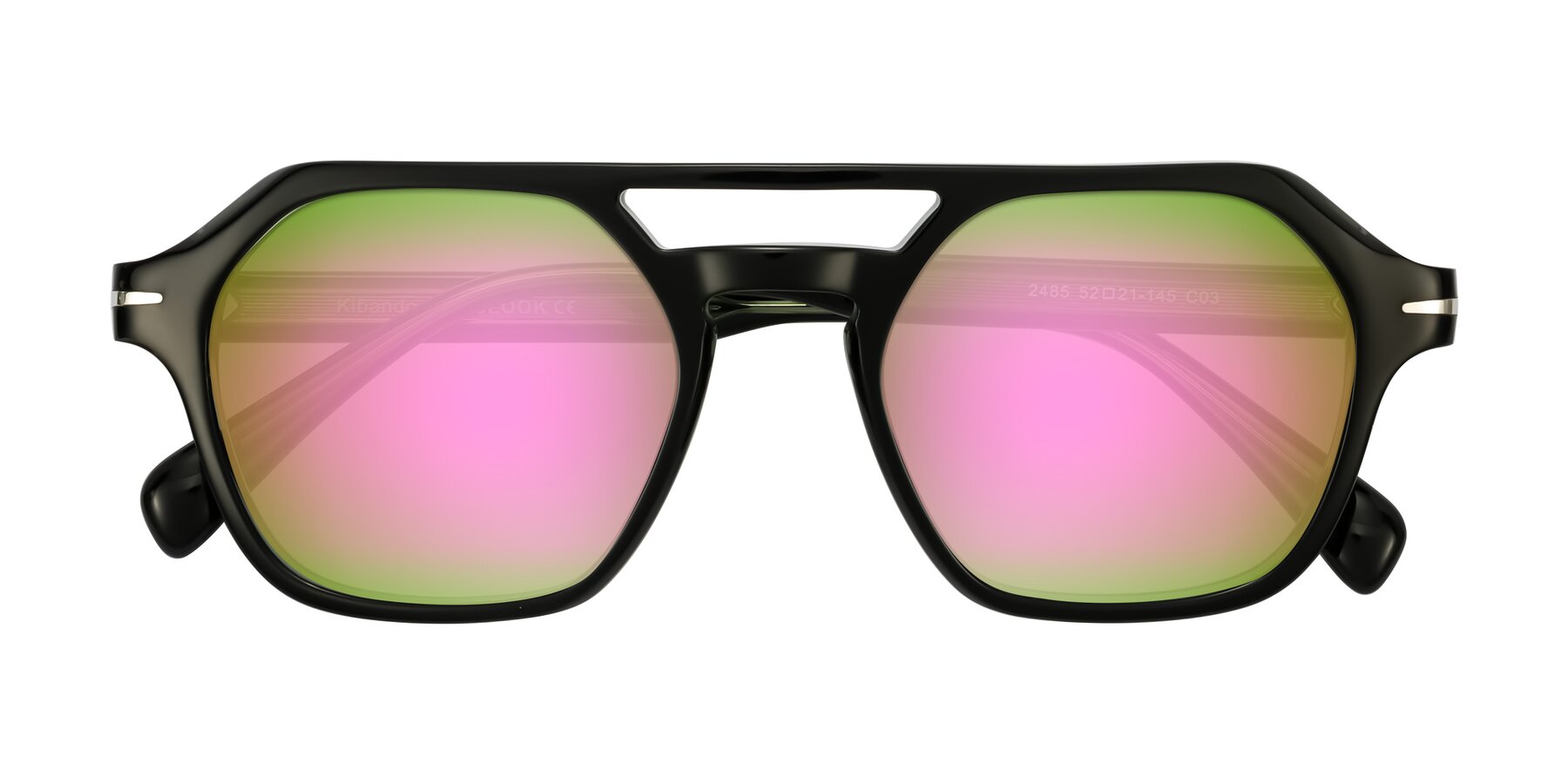 Folded Front of Kibandou in Black/Green with Pink Mirrored Lenses