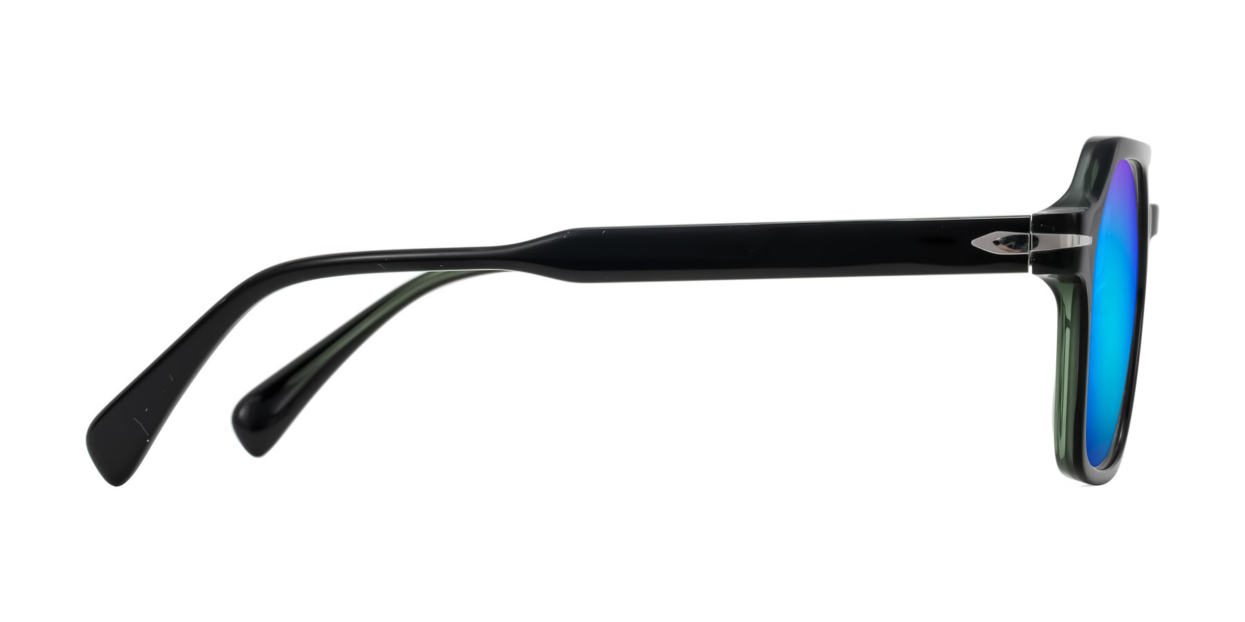 Side of Kibandou in Black/Green with Blue Mirrored Lenses