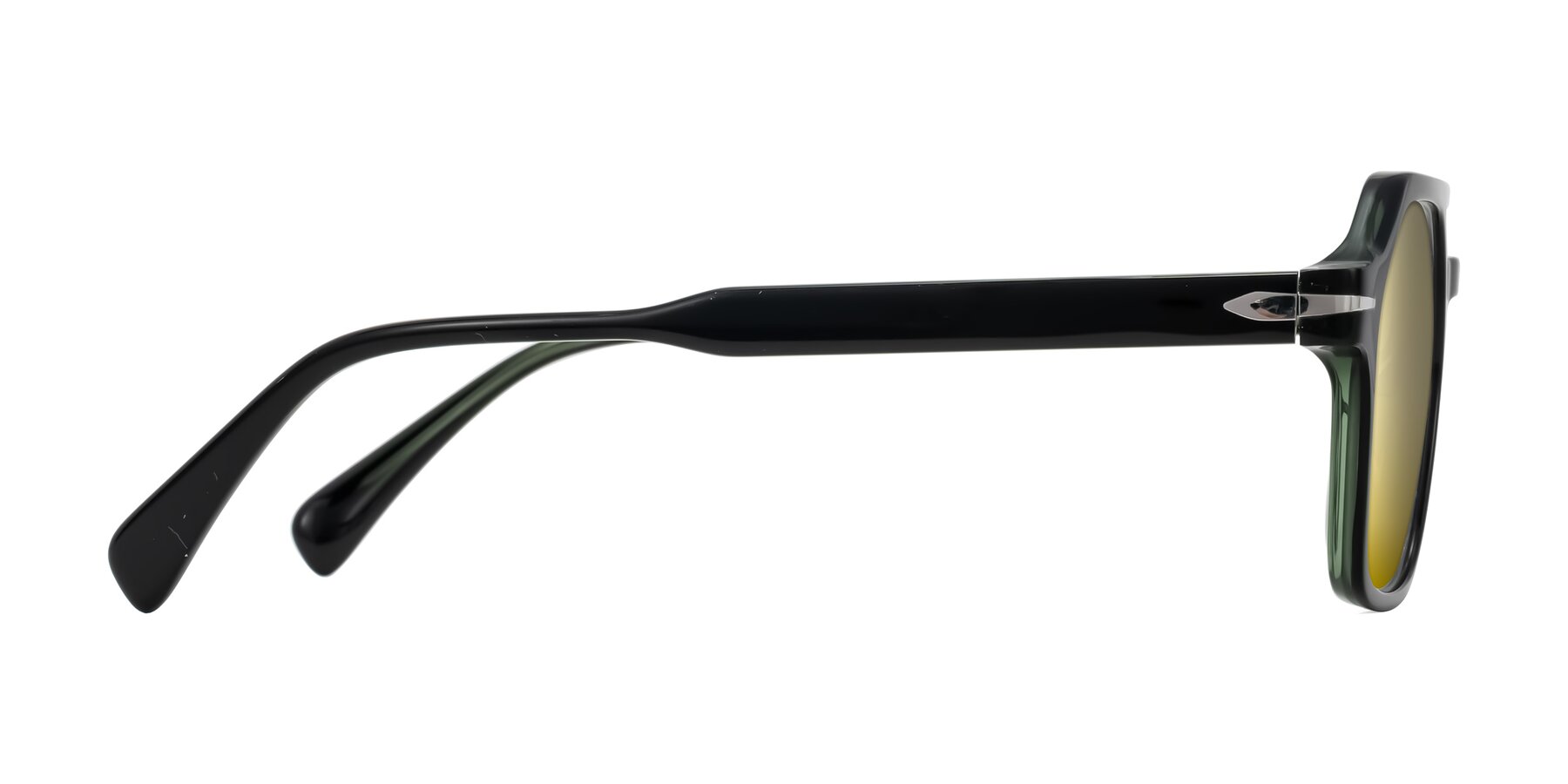 Side of Kibandou in Black/Green with Gold Mirrored Lenses