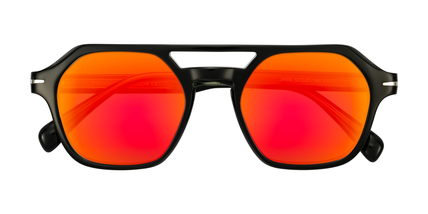 Folded Front of Kibandou in Black/Green with Red Gold Mirrored Lenses