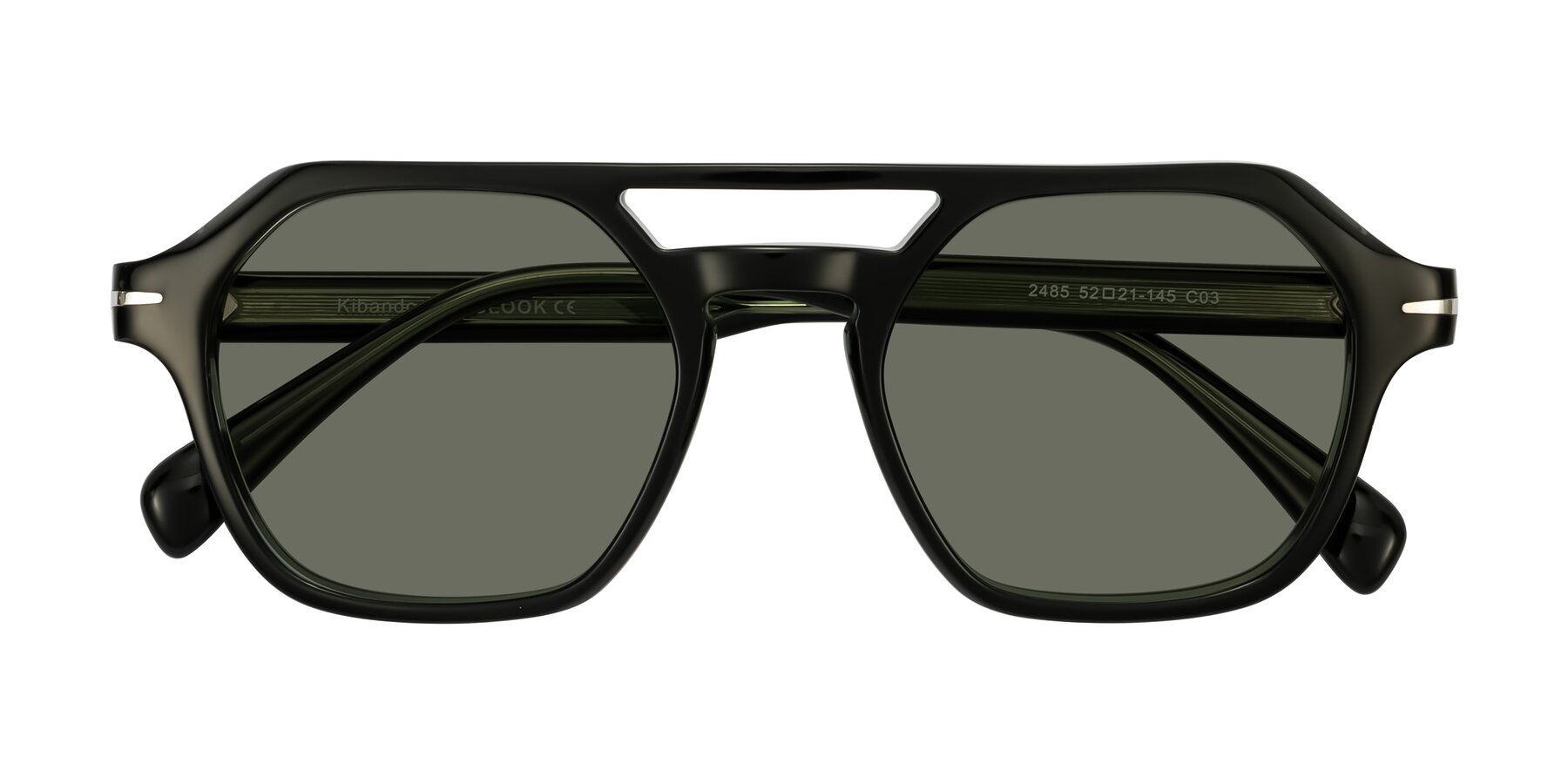Folded Front of Kibandou in Black/Green with Gray Polarized Lenses
