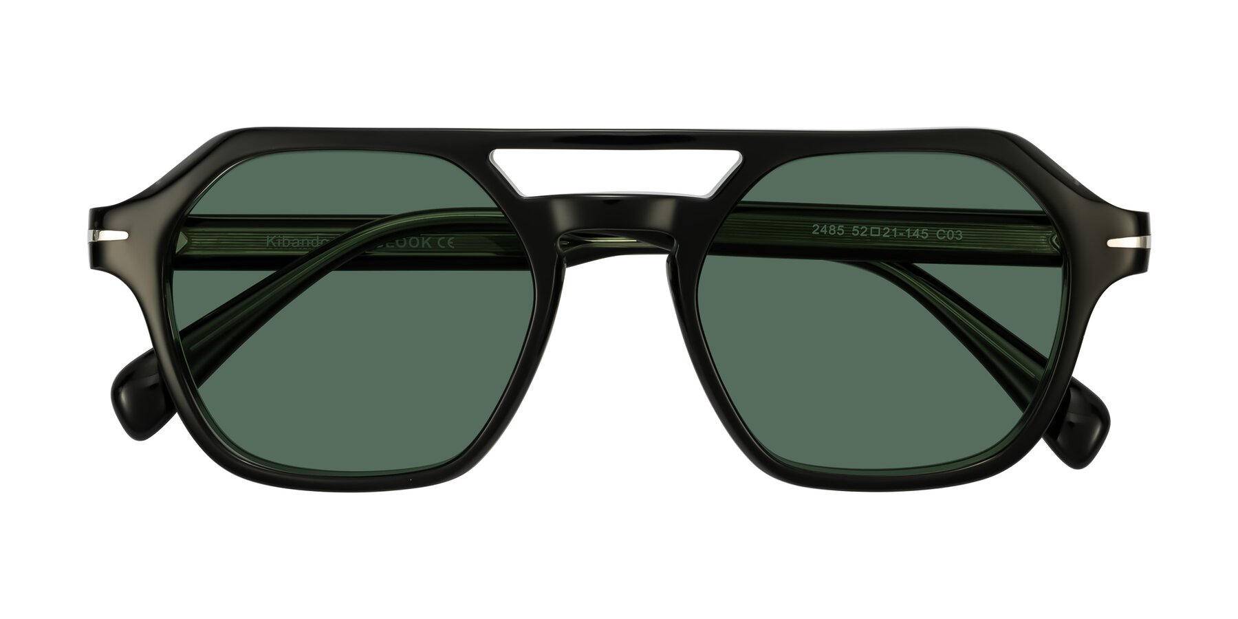 Folded Front of Kibandou in Black/Green with Green Polarized Lenses