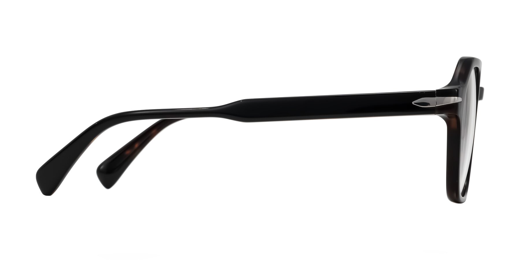 Side of Kibandou in Black/Tortoise with Clear Eyeglass Lenses