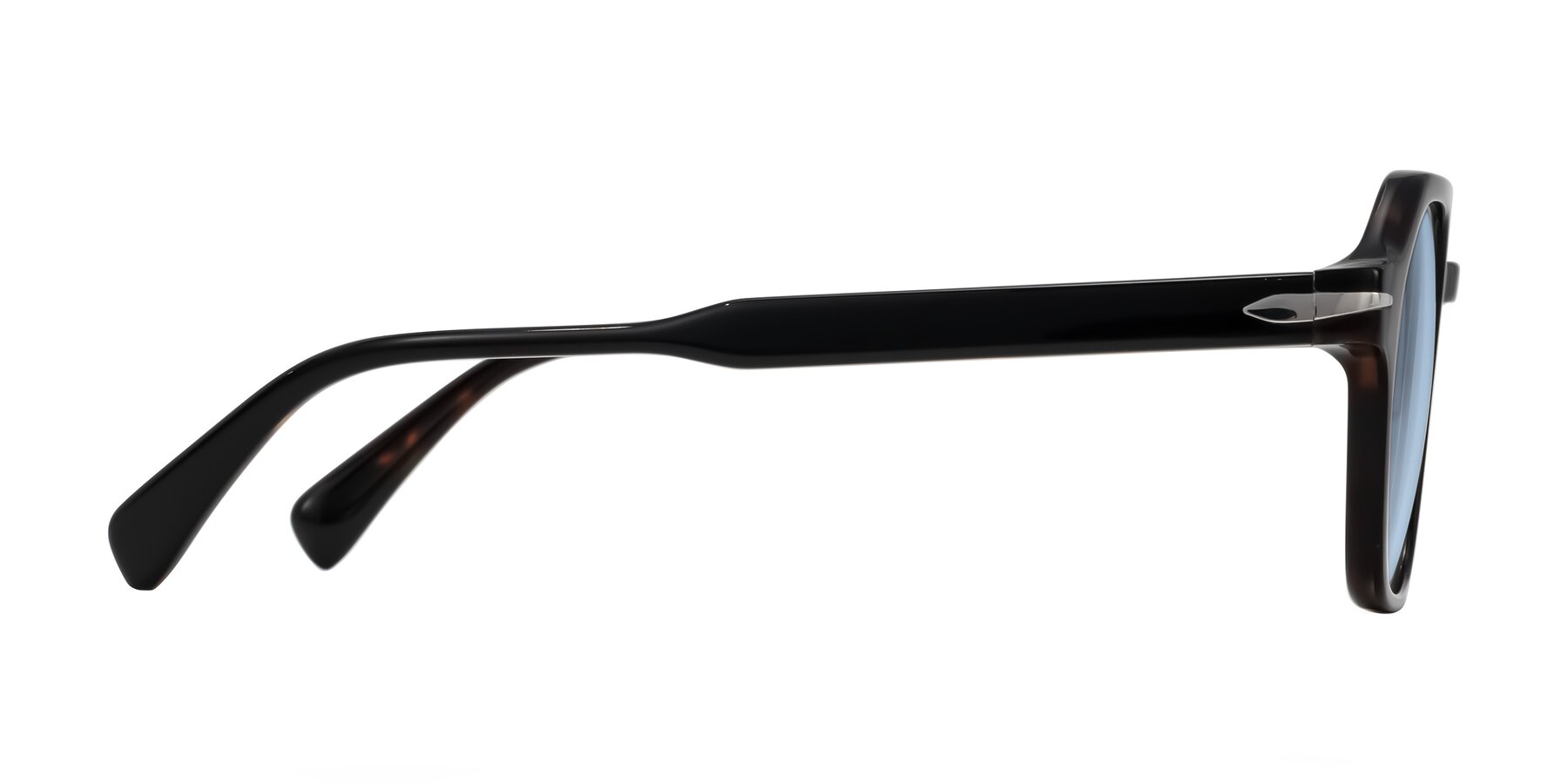 Side of Kibandou in Black/Tortoise with Light Blue Tinted Lenses