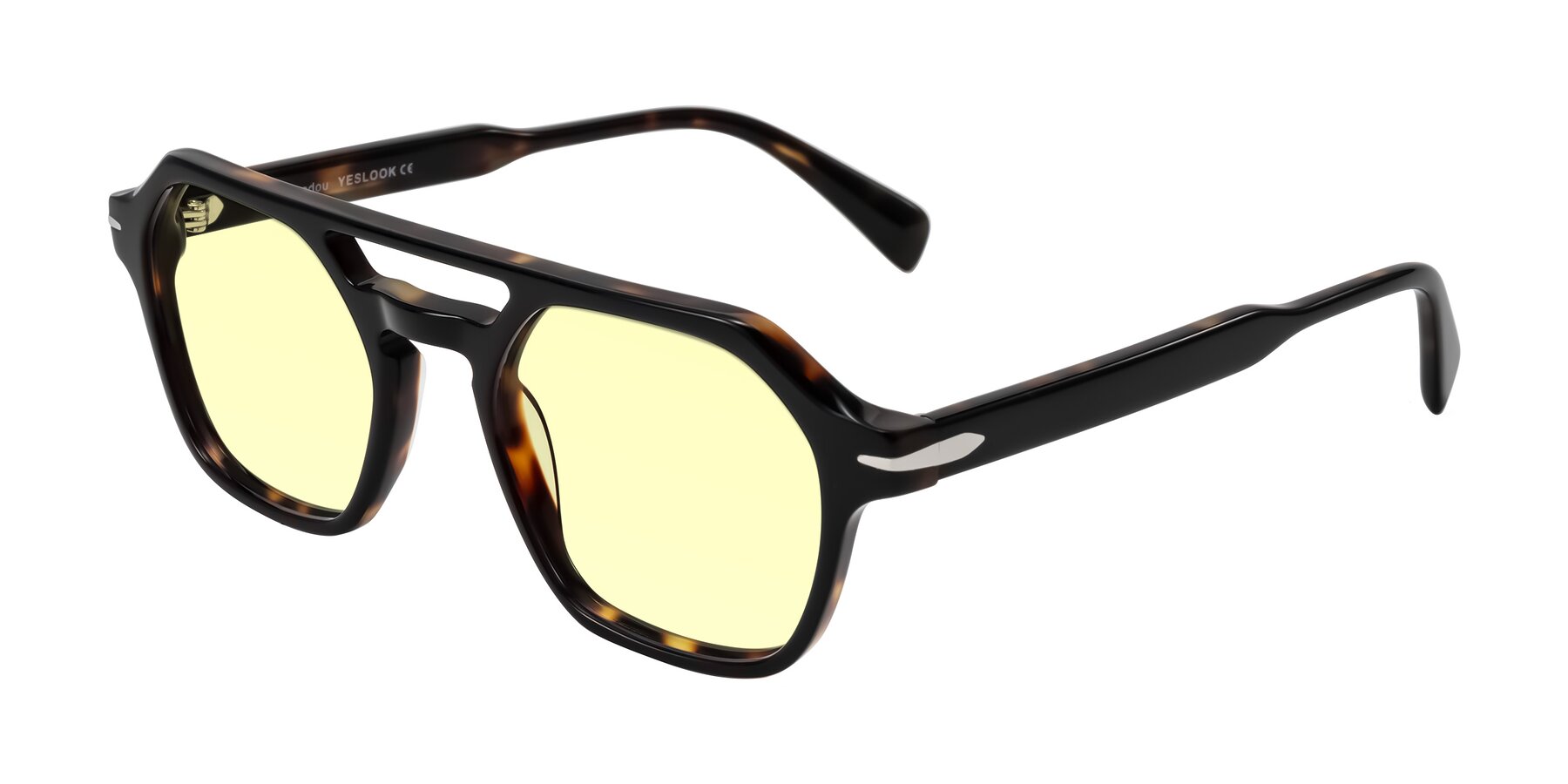 Angle of Kibandou in Black/Tortoise with Light Yellow Tinted Lenses