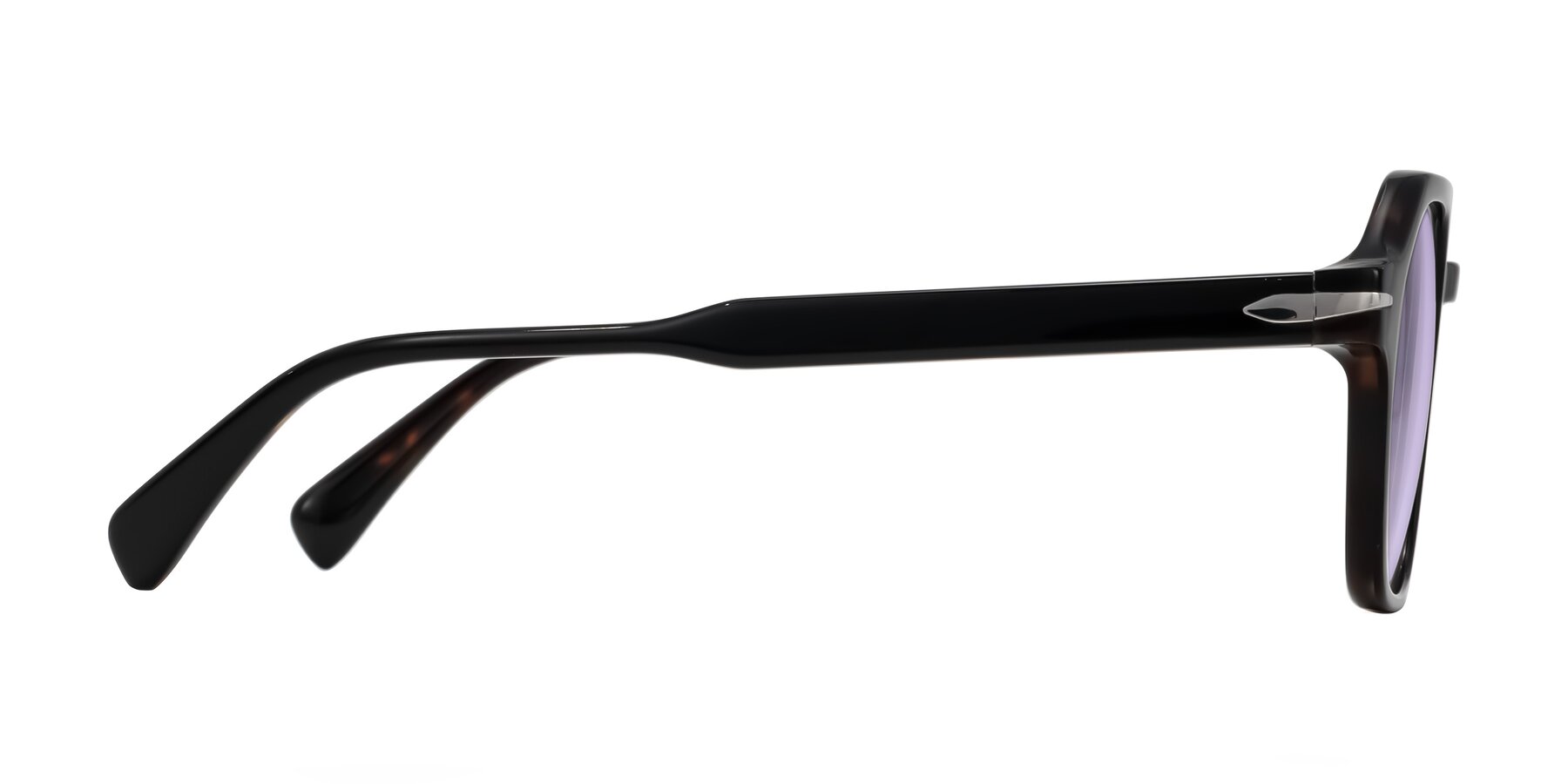 Side of Kibandou in Black/Tortoise with Light Purple Tinted Lenses