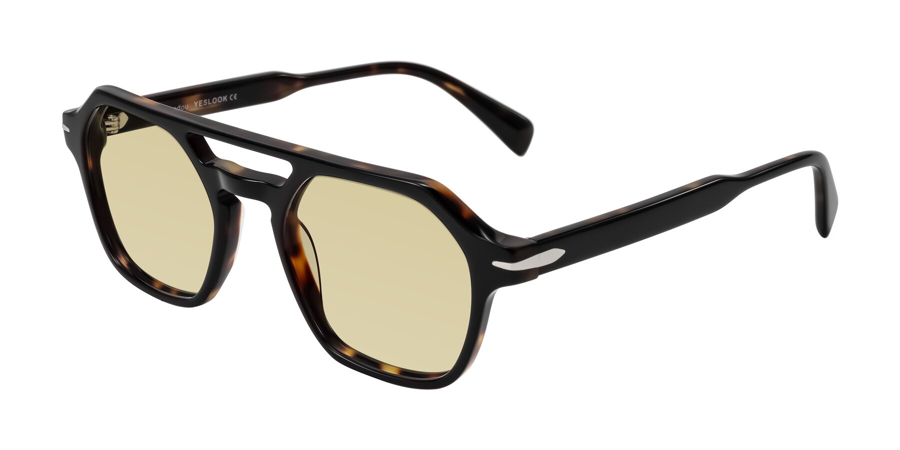 Angle of Kibandou in Black/Tortoise with Light Champagne Tinted Lenses