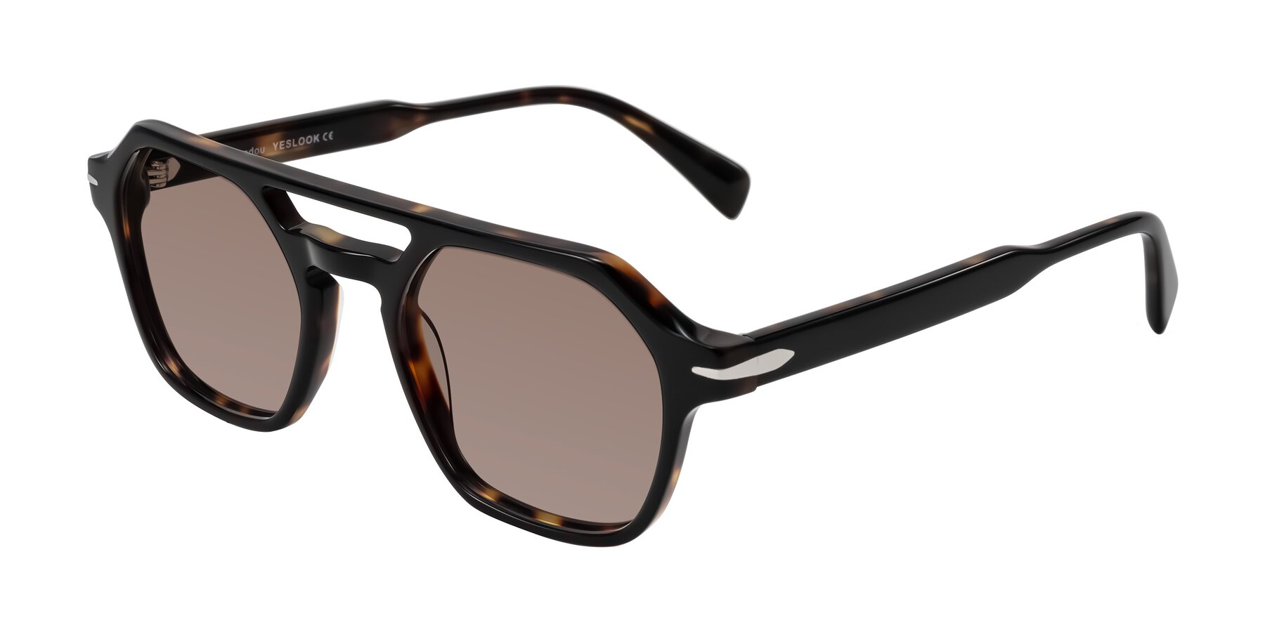 Angle of Kibandou in Black/Tortoise with Medium Brown Tinted Lenses
