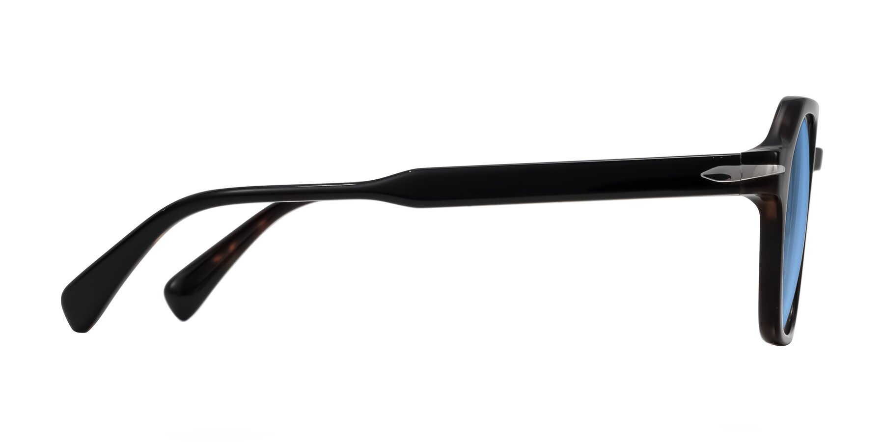 Side of Kibandou in Black/Tortoise with Medium Blue Tinted Lenses