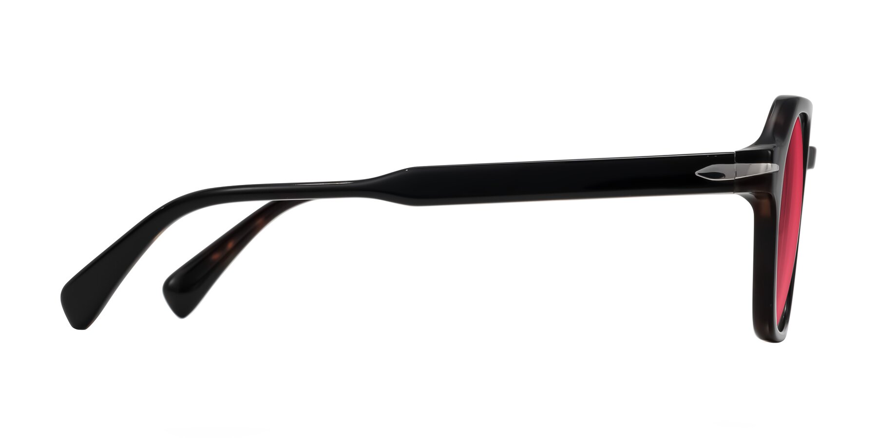 Side of Kibandou in Black/Tortoise with Red Tinted Lenses