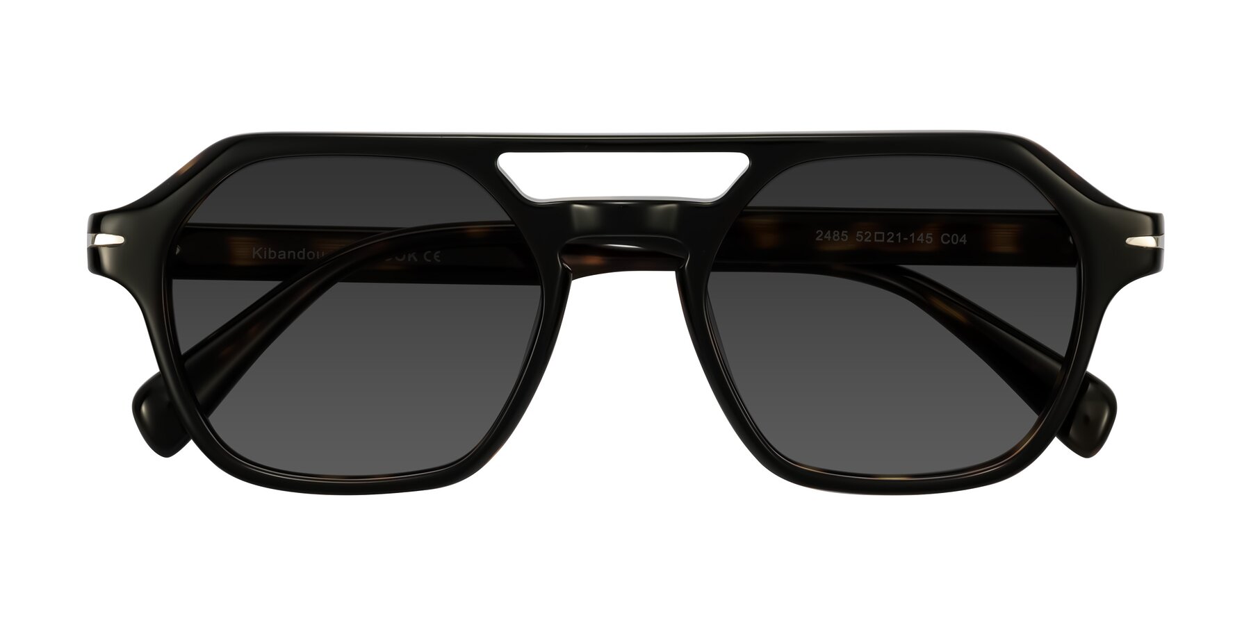 Folded Front of Kibandou in Black/Tortoise with Gray Tinted Lenses