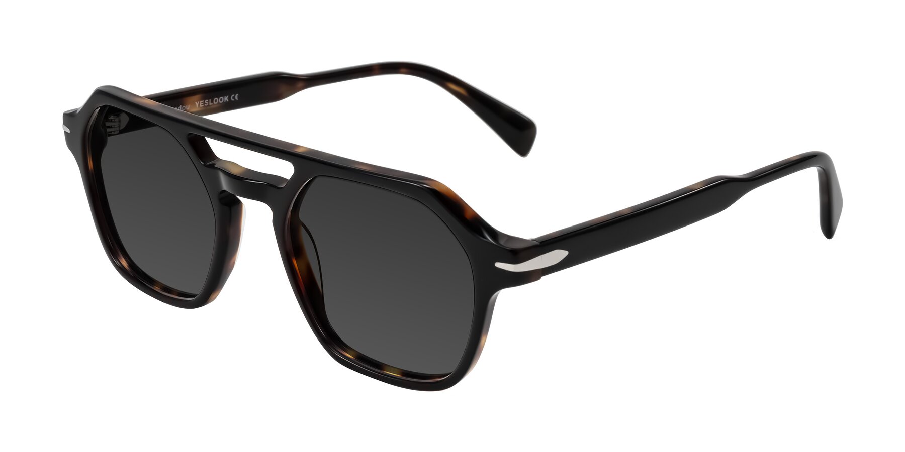 Angle of Kibandou in Black/Tortoise with Gray Tinted Lenses