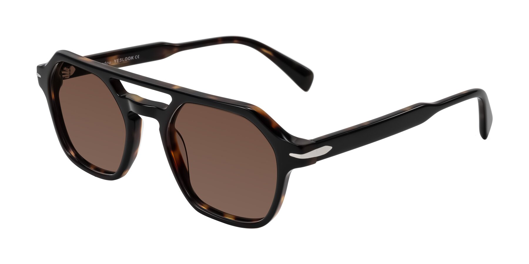 Angle of Kibandou in Black/Tortoise with Brown Tinted Lenses