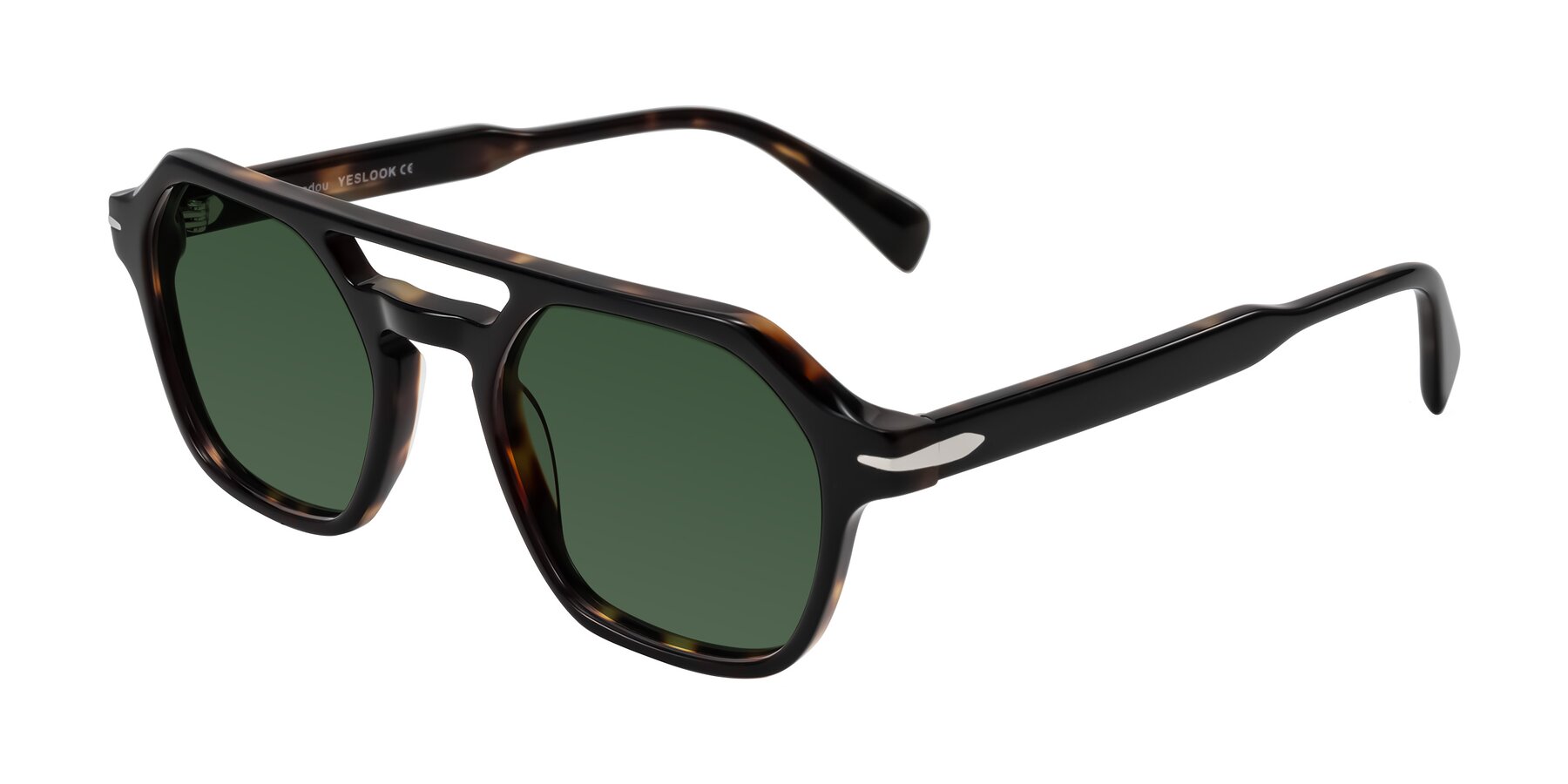 Angle of Kibandou in Black/Tortoise with Green Tinted Lenses