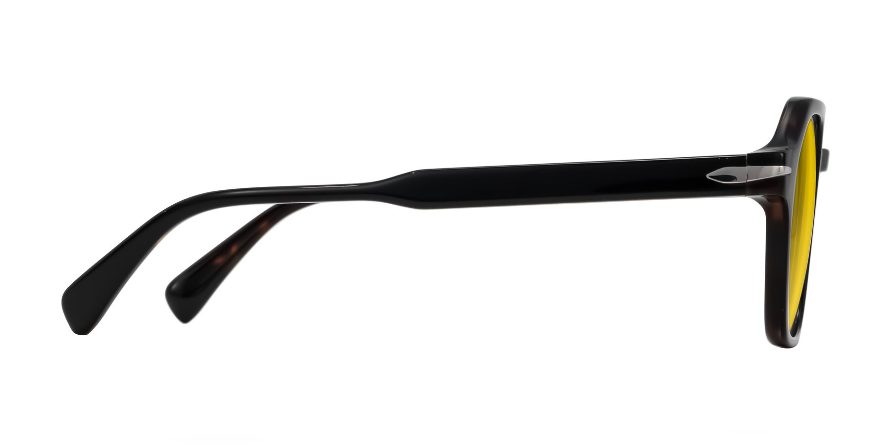 Side of Kibandou in Black/Tortoise with Yellow Tinted Lenses