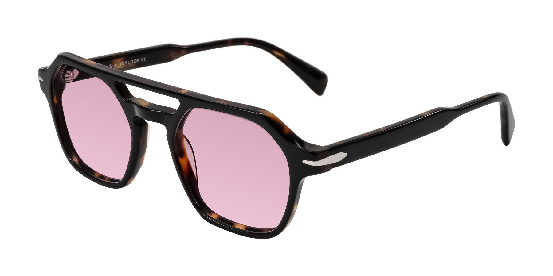 Angle of Kibandou in Black/Tortoise with Light Wine Tinted Lenses