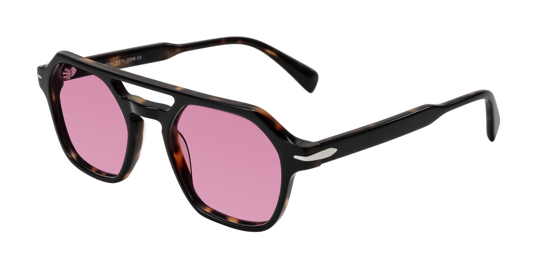 Angle of Kibandou in Black/Tortoise with Medium Wine Tinted Lenses