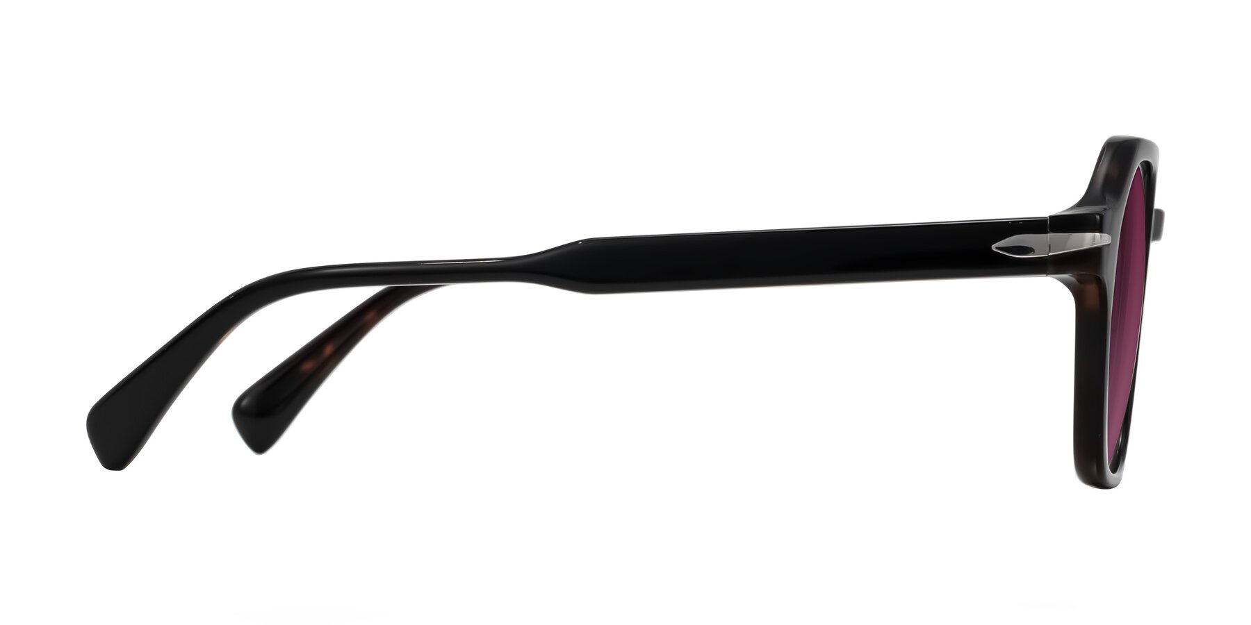 Side of Kibandou in Black/Tortoise with Wine Tinted Lenses