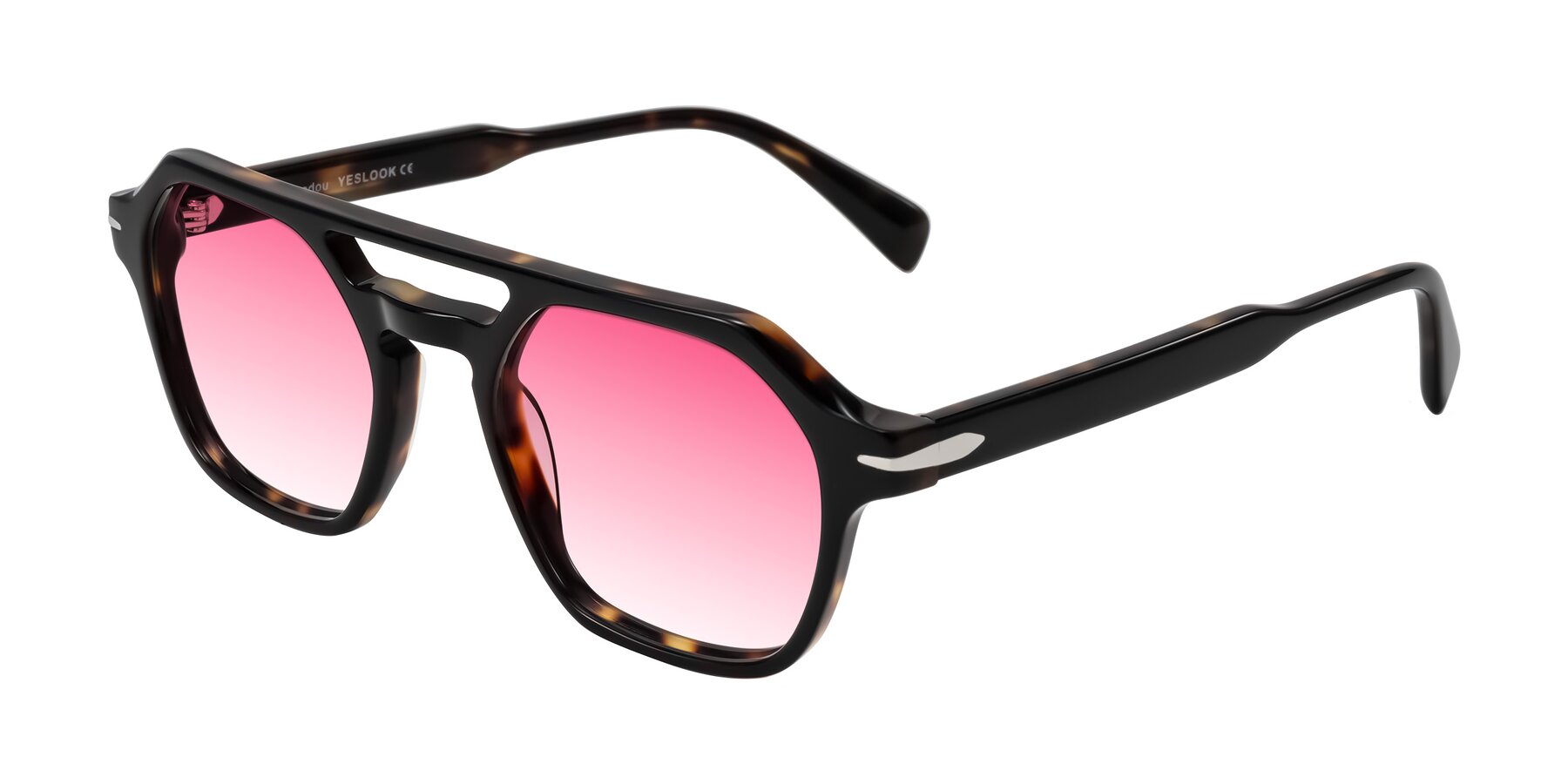 Angle of Kibandou in Black/Tortoise with Pink Gradient Lenses