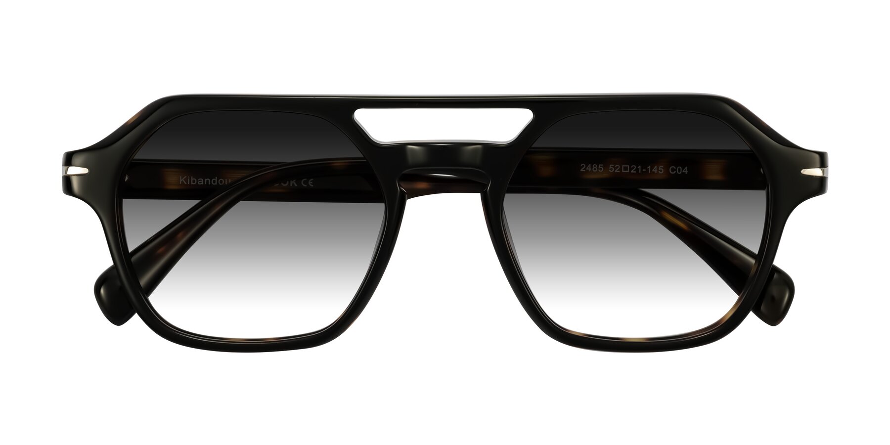 Folded Front of Kibandou in Black/Tortoise with Gray Gradient Lenses