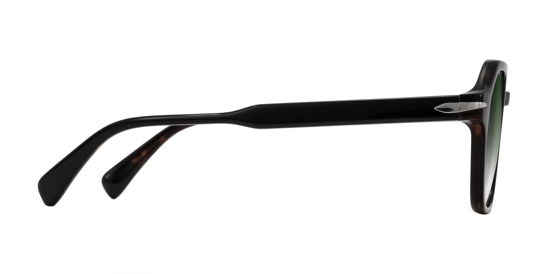 Side of Kibandou in Black/Tortoise with Green Gradient Lenses