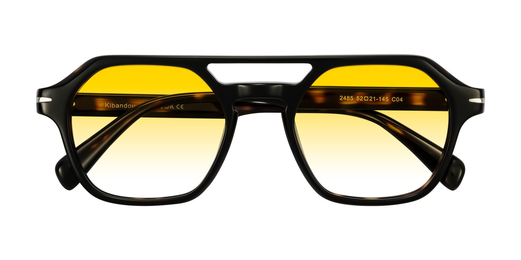 Folded Front of Kibandou in Black/Tortoise with Yellow Gradient Lenses