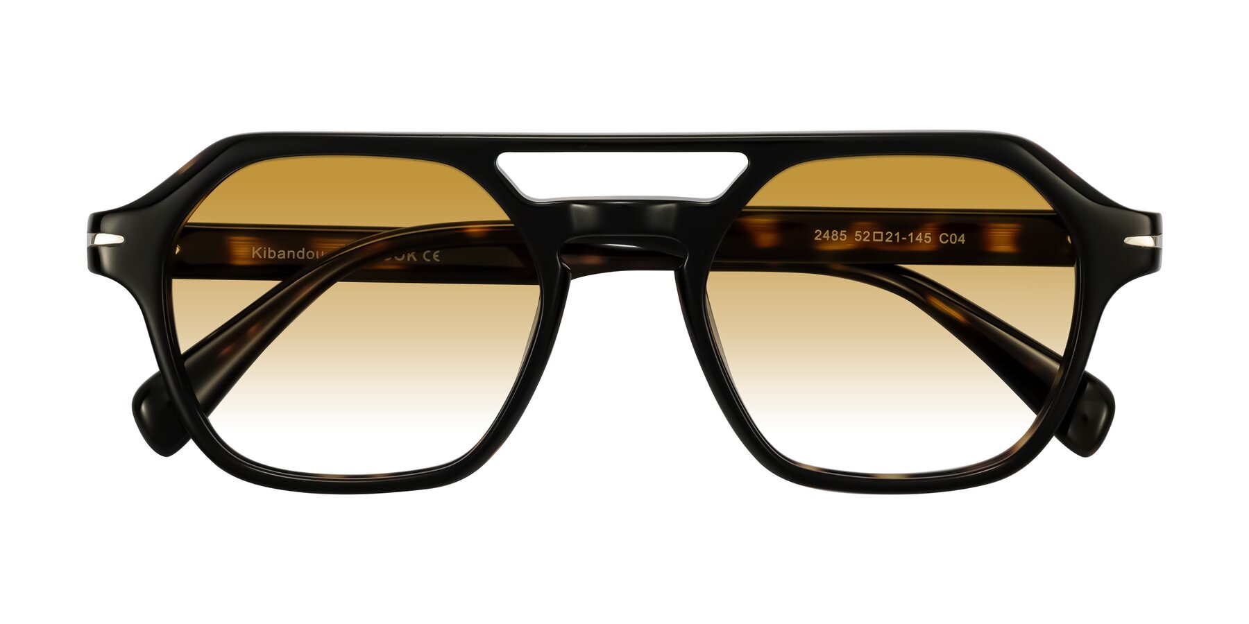 Folded Front of Kibandou in Black/Tortoise with Champagne Gradient Lenses