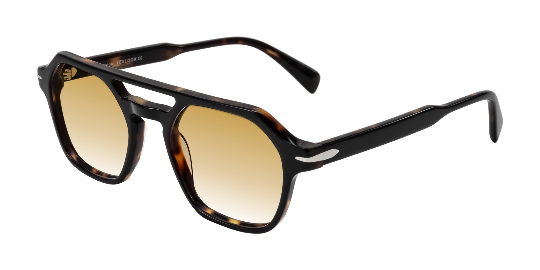 Angle of Kibandou in Black/Tortoise with Champagne Gradient Lenses