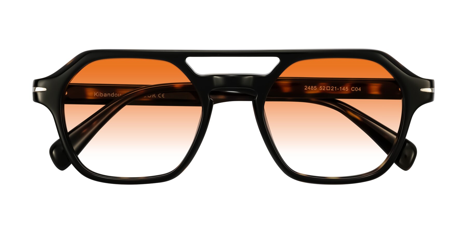 Folded Front of Kibandou in Black/Tortoise with Orange Gradient Lenses