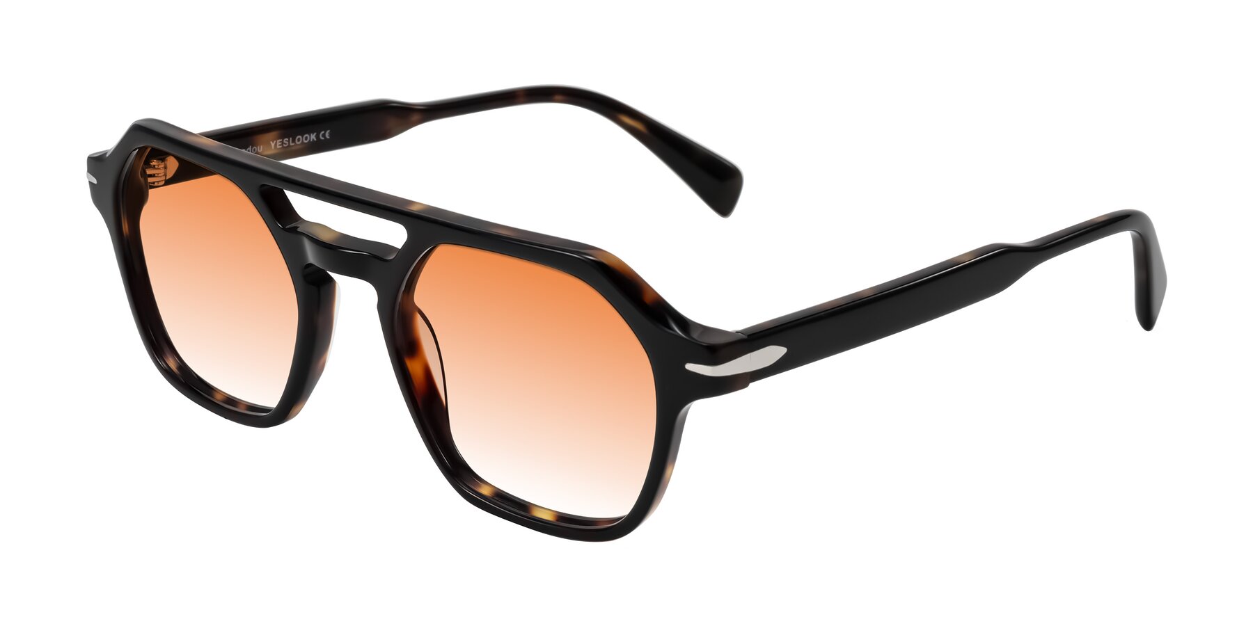 Angle of Kibandou in Black/Tortoise with Orange Gradient Lenses