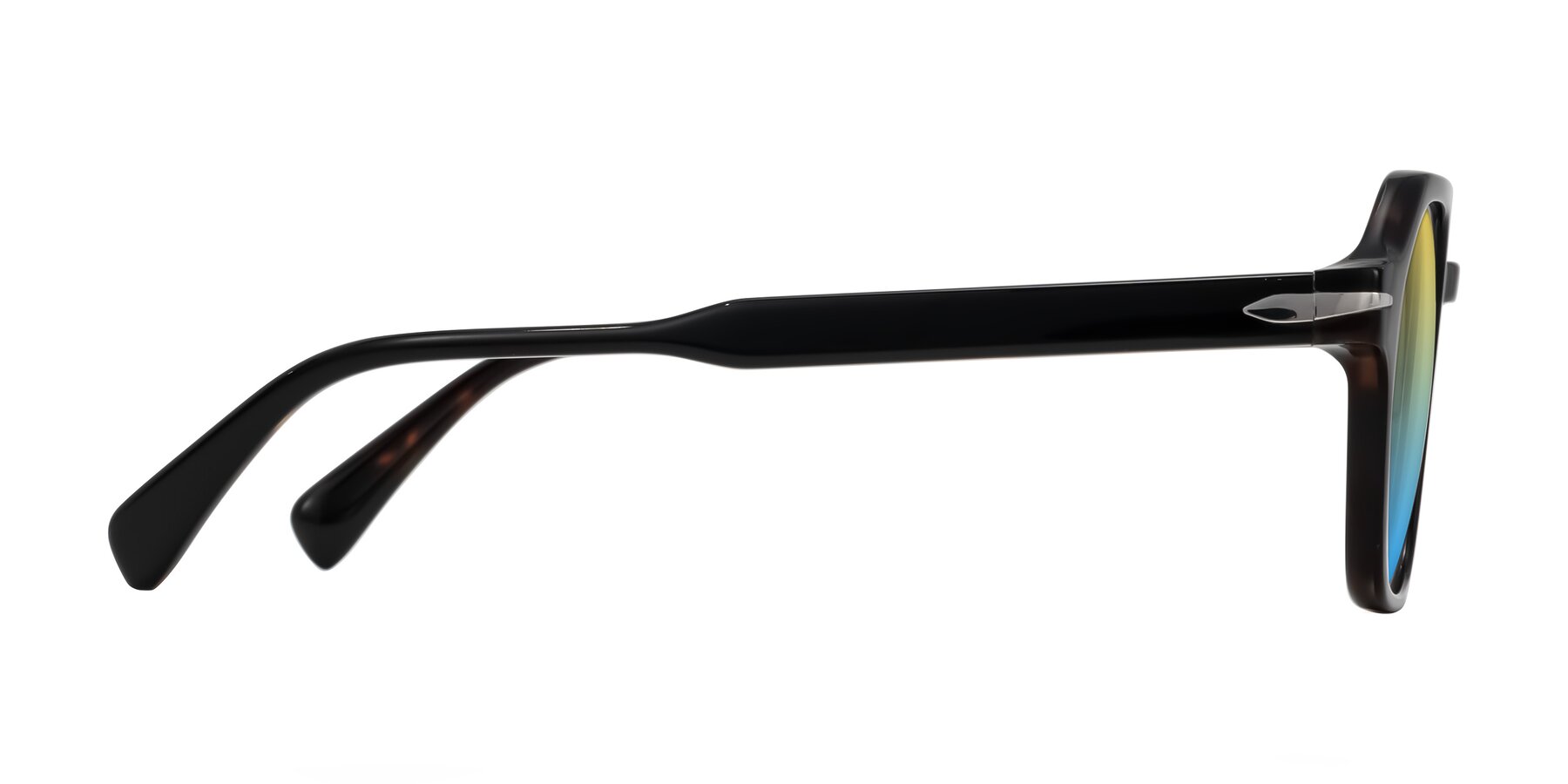 Side of Kibandou in Black/Tortoise with Yellow / Blue Gradient Lenses