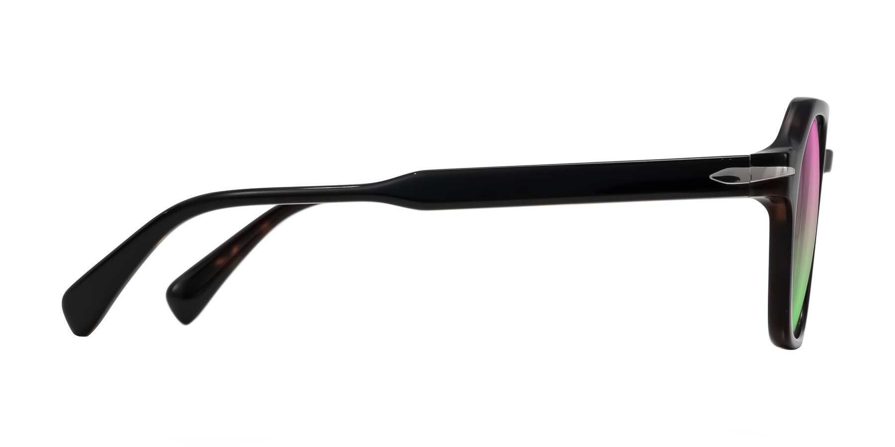 Side of Kibandou in Black/Tortoise with Pink / Green Gradient Lenses
