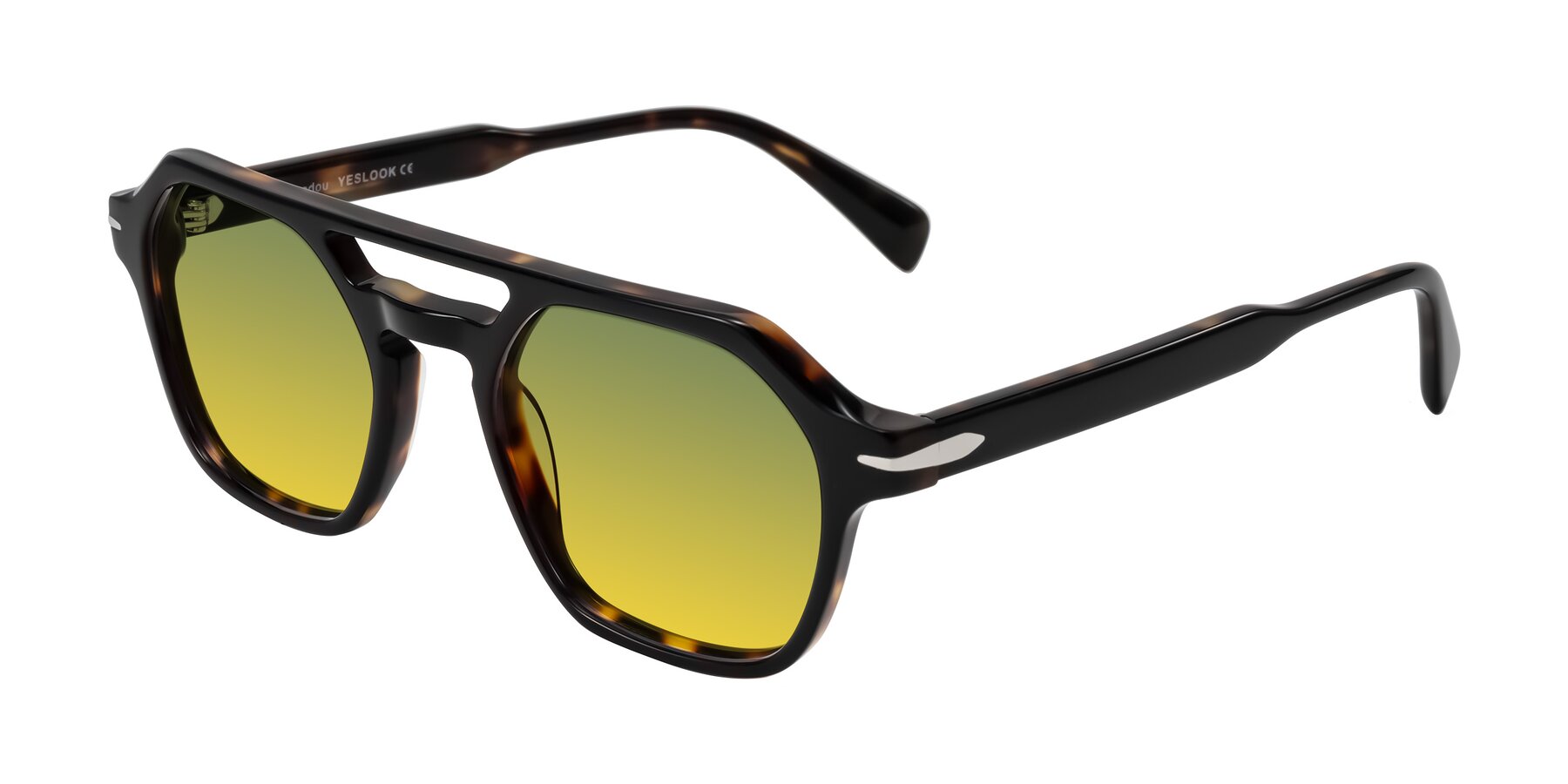 Angle of Kibandou in Black/Tortoise with Green / Yellow Gradient Lenses