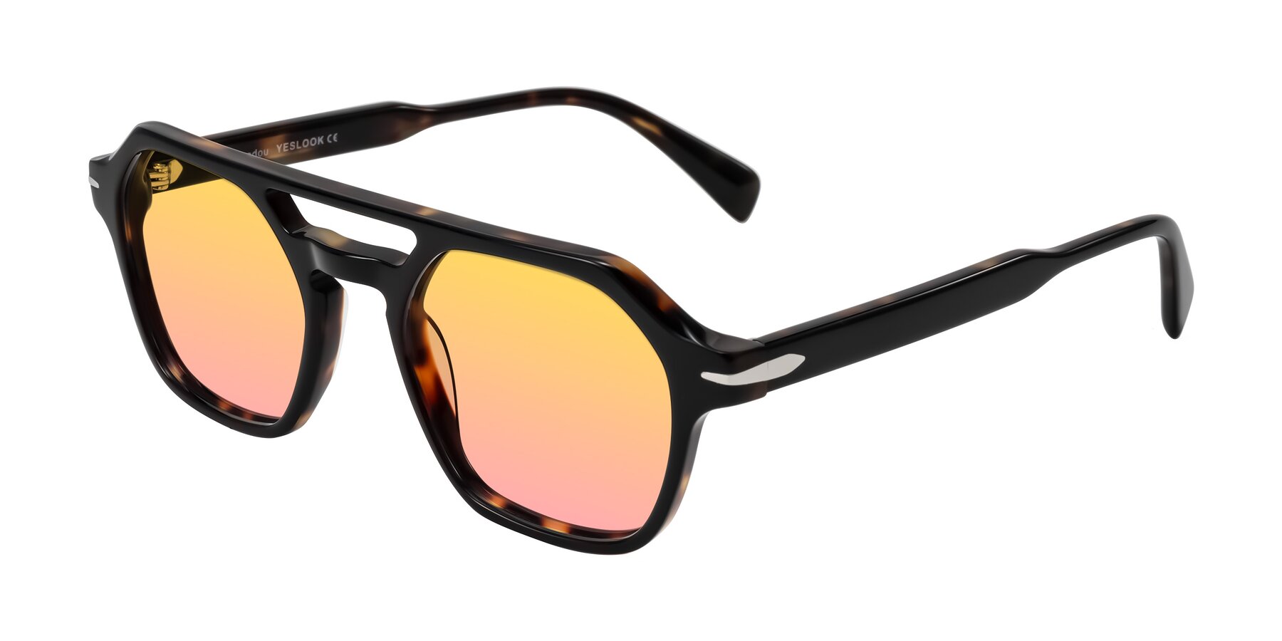 Angle of Kibandou in Black/Tortoise with Yellow / Pink Gradient Lenses