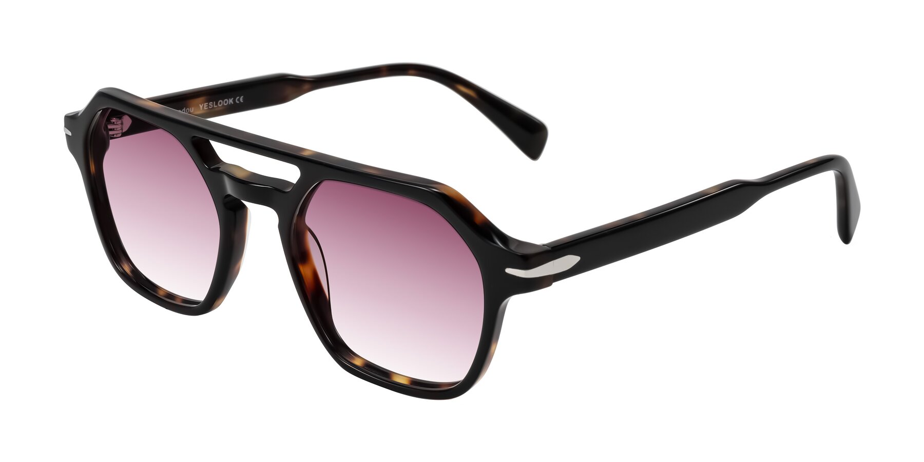 Angle of Kibandou in Black/Tortoise with Wine Gradient Lenses